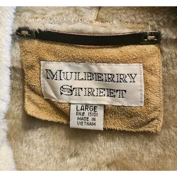 Mulberry Street Womens LARGE Hooded Coat Jacket Faux Fur Faux Suede Pockets Tan - Picture 6 of 8